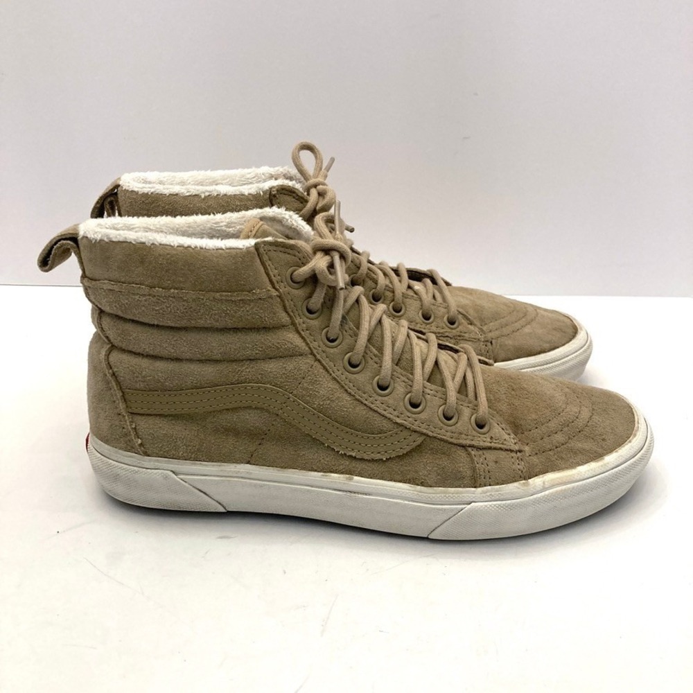 VANS Sk8 Hi MTE Mens 8.5 Womens 10 Tan Suede White Sherpa Lining Scotchguard